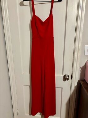 Flattering Red Jumpsuit with Tie Back